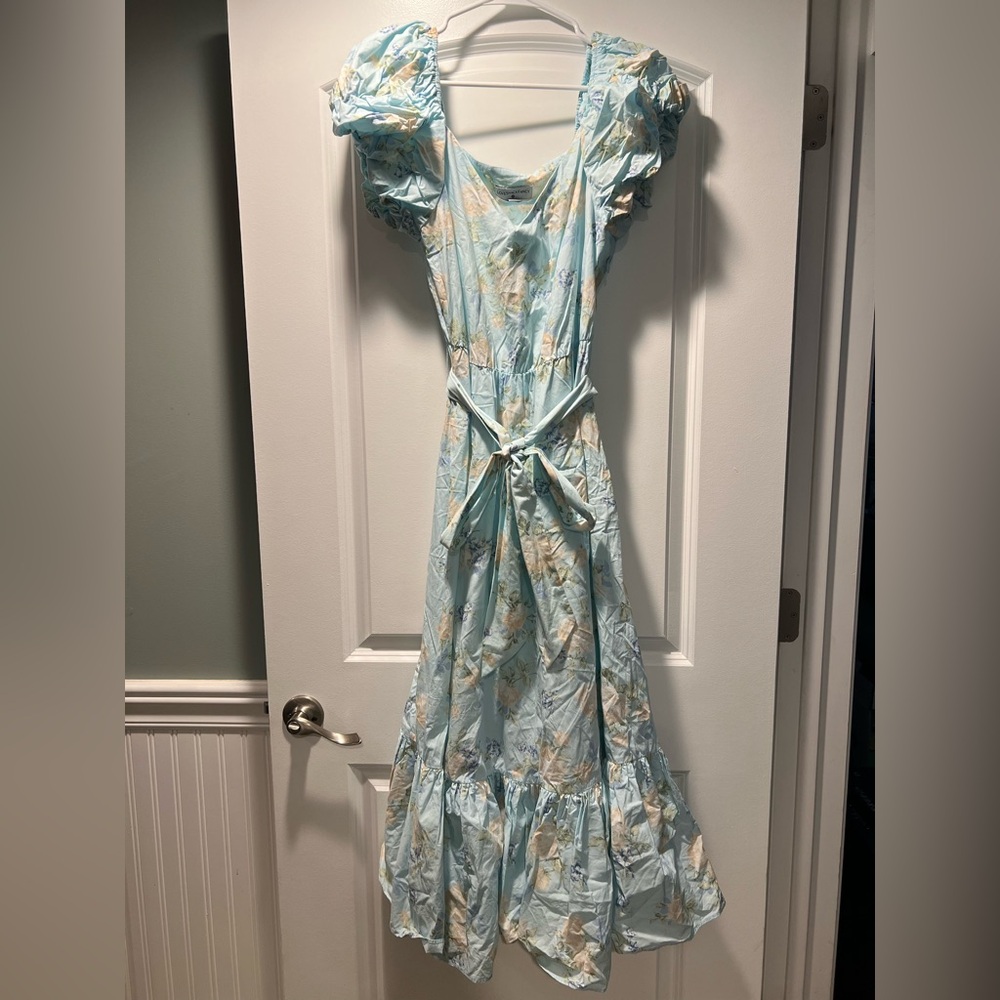 LoveShackFancy Light Blue Floral Dress